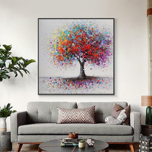 Tree Of Life - Abstract Painting, Colorful Splash Modern Wall Art, Original Hand Painted Oil Painting for Home Decor