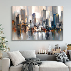 Manhattan Cityscape Canvas Art - New York City Handmade Painting, Large Wall Decor for Bedroom, Unique Housewarming Gift by Accent Collection