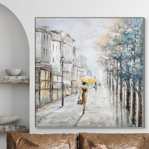 Beautiful Wall Painting of Small City Market Living Room Wall Art Bedroom Wall Art Accent Painting Large Wall Art New Home Gift Original Art