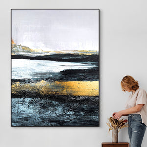 Abstract Wall Art Black and Golden Oil Painting Original Wall Art On Canvas Modern Art Living Room Wall Art Large Abstract Painting Gift by Accent Collection