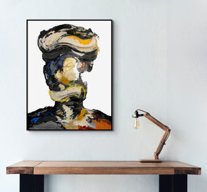 Abstract Thinker Wall Art Large Wall Painting Portrait Painting Abstract Painting Handmade Wall Art Living Room Unique Gift Office Decor