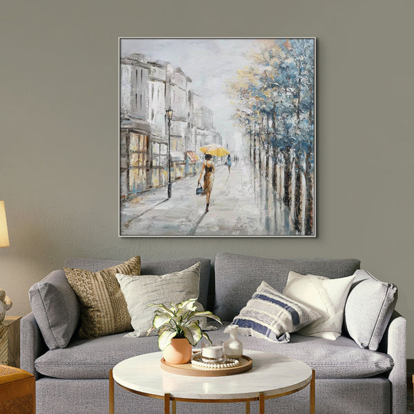 Hand-Painted City Market Artwork - Contemporary Urban Canvas for Living Room, Bedroom Wall Painting, Ideal New Home Gift by Accent Collection