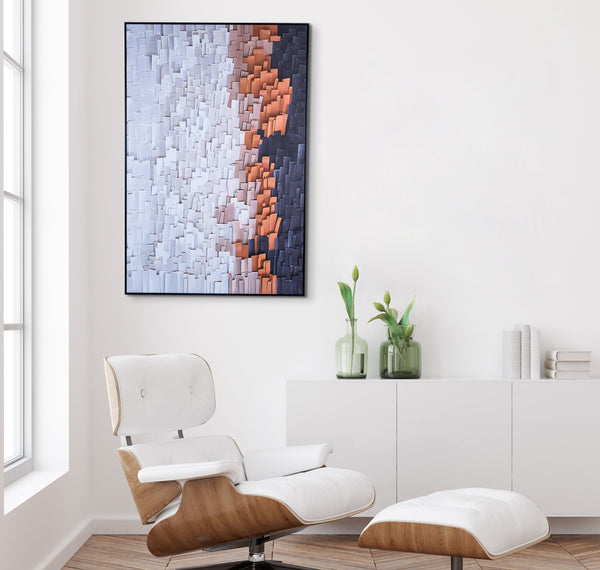 Brown And White Swirls 3D Abstract Minimalist Wall Art, Framed Wood Canvas For Living Room Mastery by Accent Collection
