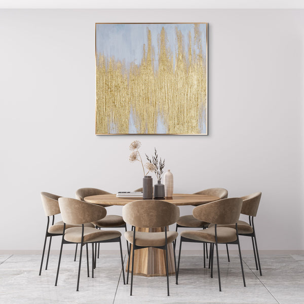 Golden Boho Bliss - Large Abstract Canvas Art In Gold Frame, Textured 3D Living Room Masterpiece by Accent Collection