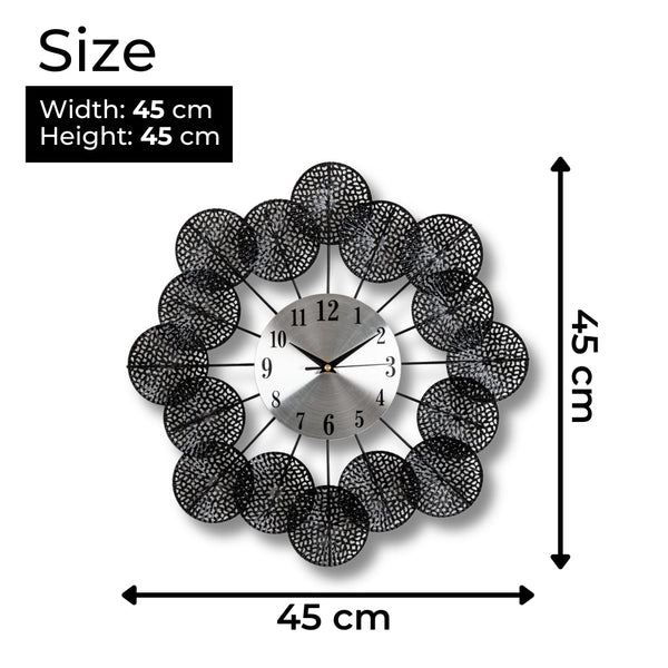 Black Metal Wall Clock, Round Shields, 45 cm by Accent Collection Home Decor