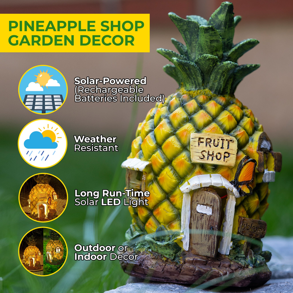 Pineapple Shop Garden Ornament, Solar Light, Garden Gift, Outdoor Decoration