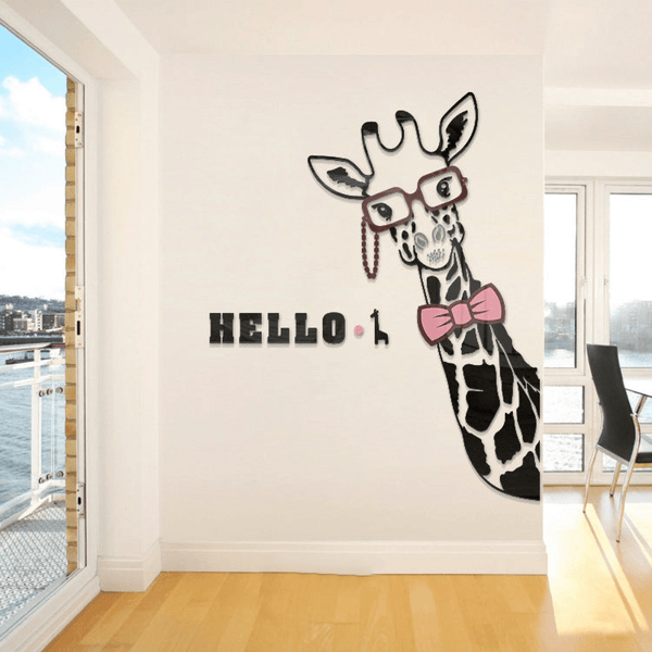 Adorable Black Giraffe DIY Acrylic Wall Sticker for Home Decoration Small - Giraffe 37.5*21.5 Inch / Pink by Accent Collection Home Decor