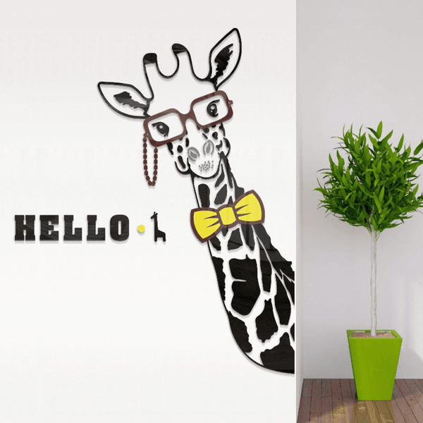 Adorable Black Giraffe DIY Acrylic Wall Sticker for Home Decoration Small - Giraffe 37.5*21.5 Inch / Yellow by Accent Collection Home Decor