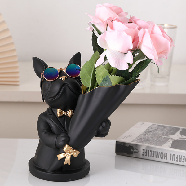 Black Bull Dog Vase by Accent Collection Home Decor
