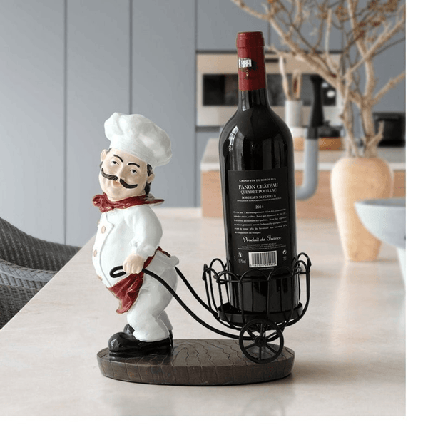 Chef Wine Holder PullCart Style | Kitchen Decor Wedding Gift | Modern Home Decor by Accent Collection