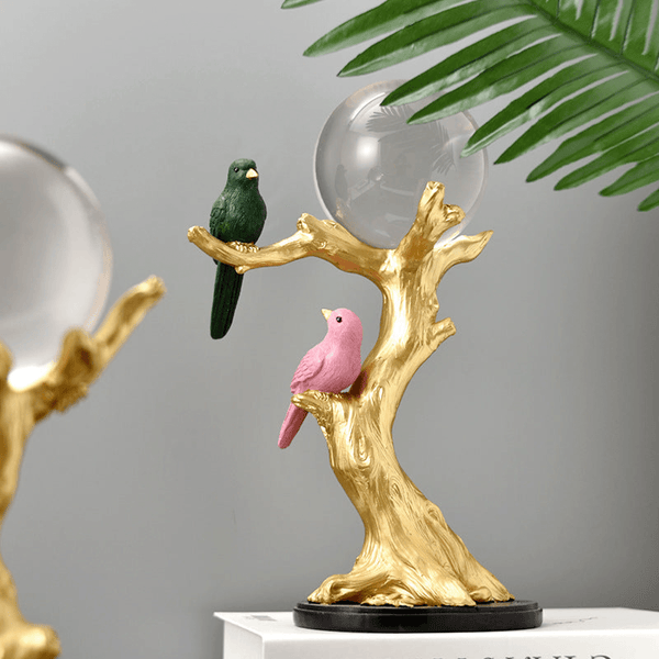 Crystal Ball and Bird on Tree Decoration Piece for Home Décor 8*4*12 Inch / 2 Birds by Accent Collection Home Decor