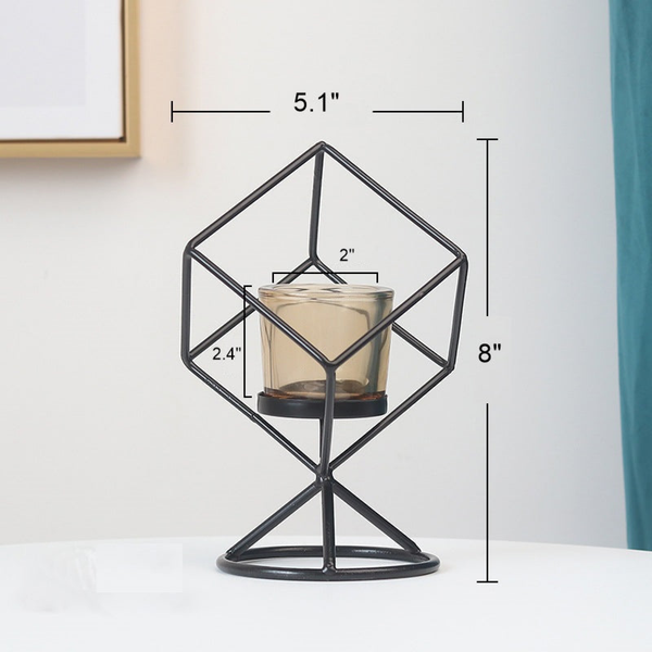 Geometric Metal Candle Holder 5*8 Inch / Black by Accent Collection Home Decor