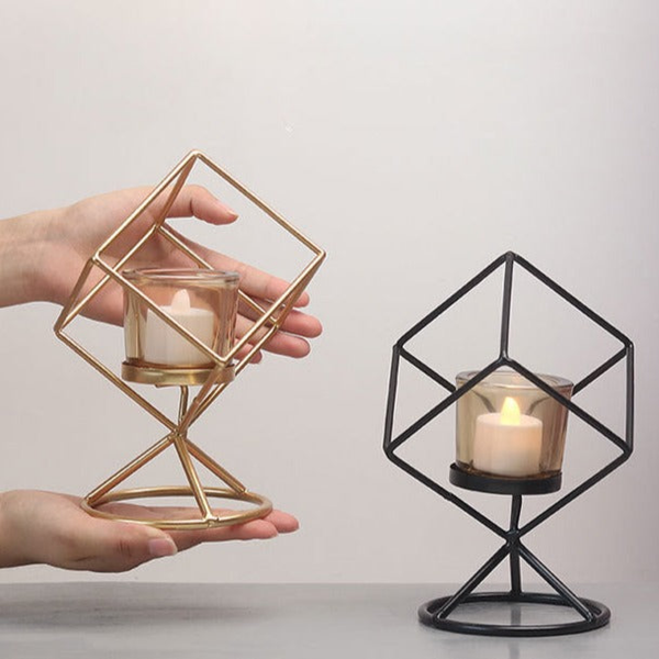 Geometric Metal Candle Holder by Accent Collection Home Decor