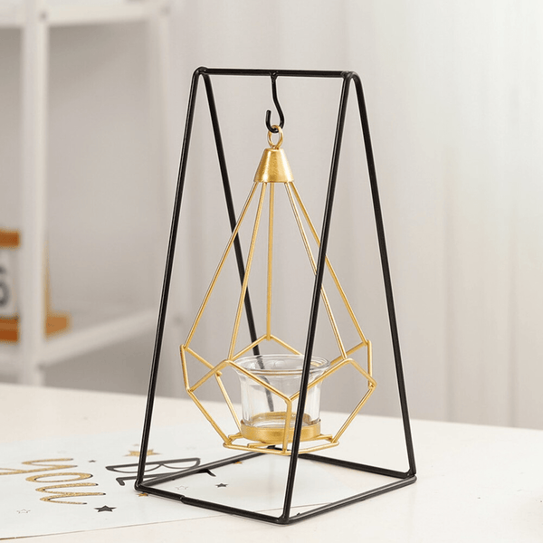 Geometrical Metal Hanging Basket Candle Holder by Accent Collection Home Decor