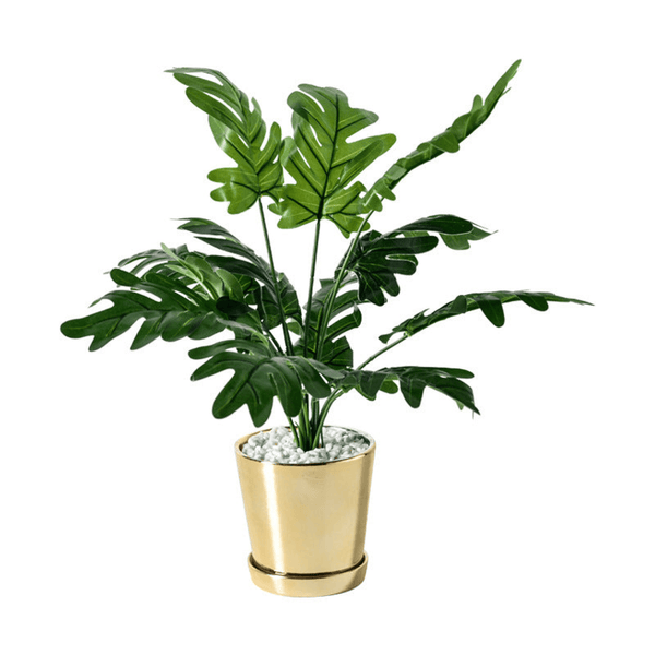 Golden Ceramic Planter with Faux Plant - 18" High by Accent Collection Home Decor