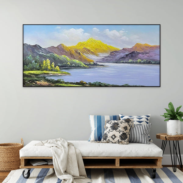 Mountain Painting on Canvas Oil Painting on Canvas Large Wall Art Landscape Painting Living Room Wall Art Original Painting Lake Art Gift by Accent Collection