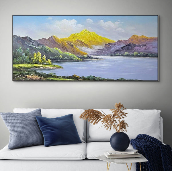 Serene Hillscape, Original Landscape Painting for Your Peaceful Living Room, Oil Painting On Canvas, Wall Art, Nature Mountain Painting by Accent Collection Home Decor