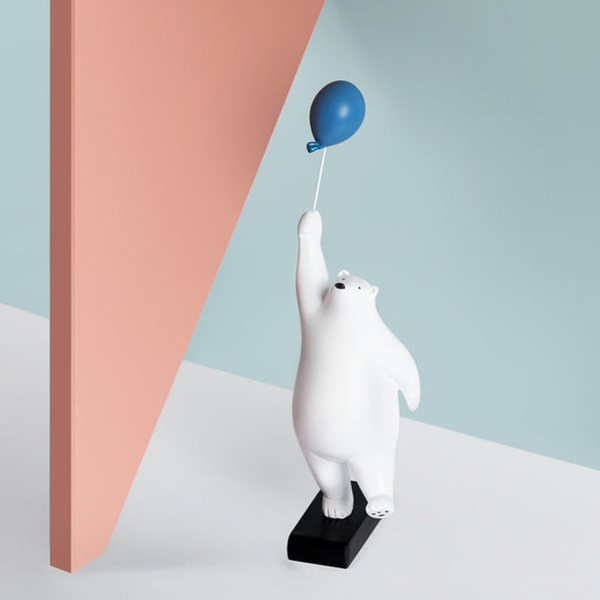 Large White Bear with Balloon Sculpture for Kids Room | Nursery Décor by Accent Collection Home Decor