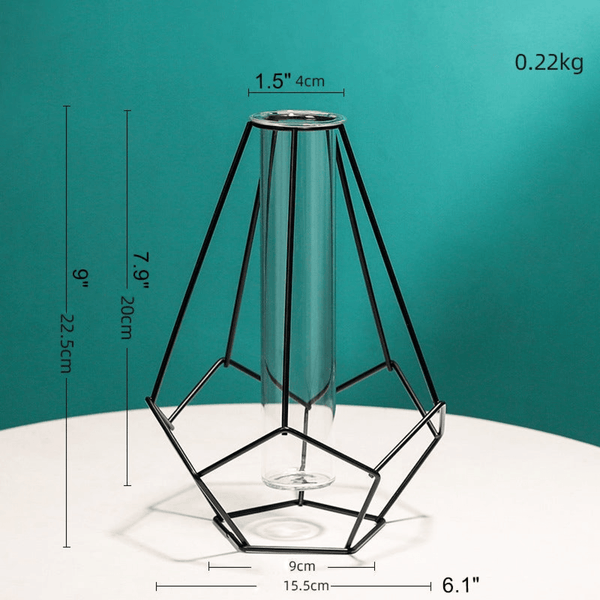 Modern Hydroponic Lantern Test Tube Vase for Home Decor Geometrical Black by Accent Collection Home Decor