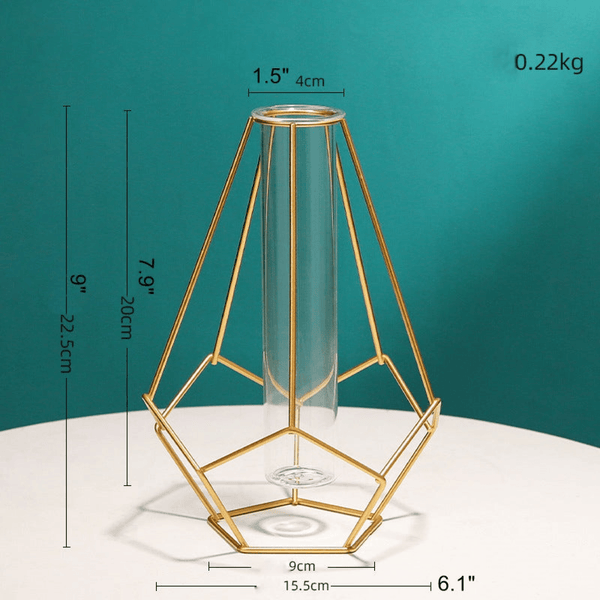 Modern Hydroponic Lantern Test Tube Vase for Home Decor Geometrical Gold by Accent Collection Home Decor
