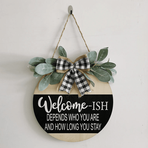 Quirky Welcome Sign for Wall Decor Big Leaf: Dia 12 Inch / Black by Accent Collection Home Decor