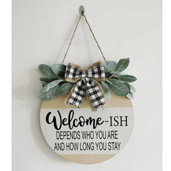 Quirky Welcome Sign for Wall Decor Big Leaf: Dia 12 Inch / Offwhite by Accent Collection Home Decor