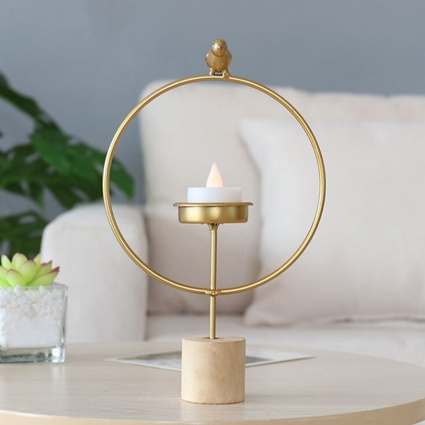 Round Golden Bird Tealight Candle Holder by Accent Collection Home Decor