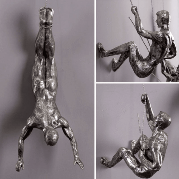 Set of 3 Rock Climbing Trio Sculpture Wall Hanging Set of 3 / Silver by Accent Collection Home Decor