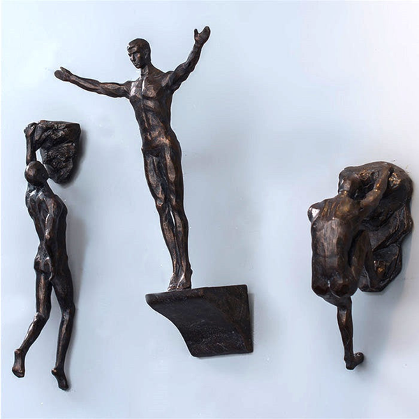 Set of 3 Trio Rock Climber Wall Hanging Set of 3 / Bronze by Accent Collection Home Decor