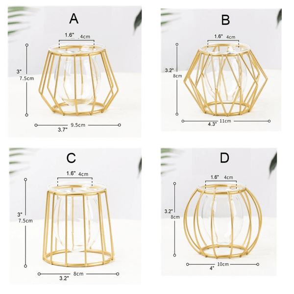 Small Geometric Flower Vase for Modern Home Decoration Set of 4 (A,B,C,D) / Gold by Accent Collection Home Decor