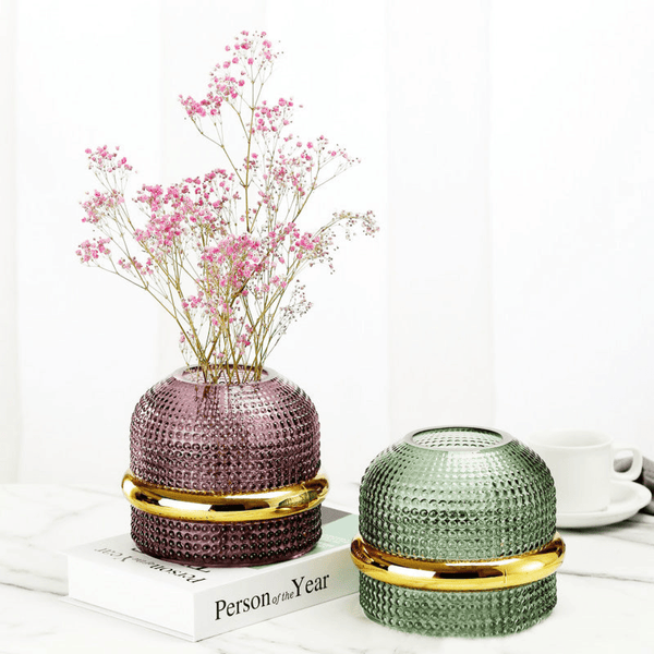 UFO Luxurious Vase with Golden Ring Small - 7*6 Inch / Green by Accent Collection Home Decor