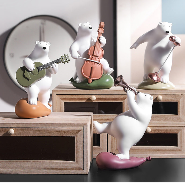 White Bear Statue for Children’s Room - Music Lovers Set of All 4 by Accent Collection Home Decor