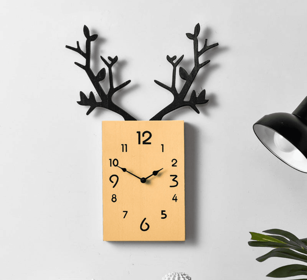 Wooden Deer Clock for Home Décor Yellow / 7.5*20 Inch by Accent Collection Home Decor
